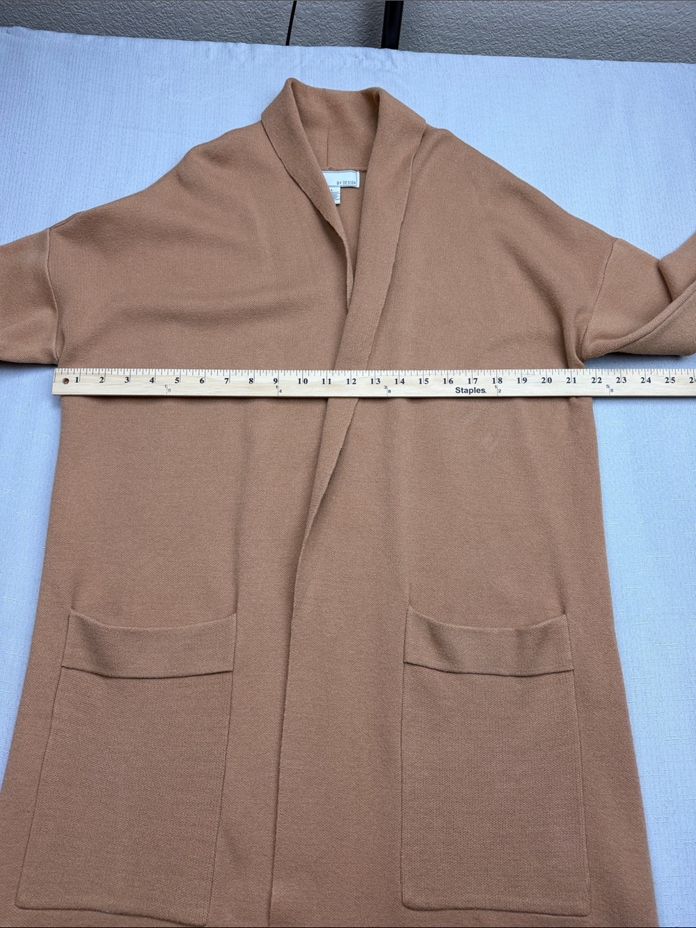 Open-Front Long Cardigan Camel - Picture 3 of 8